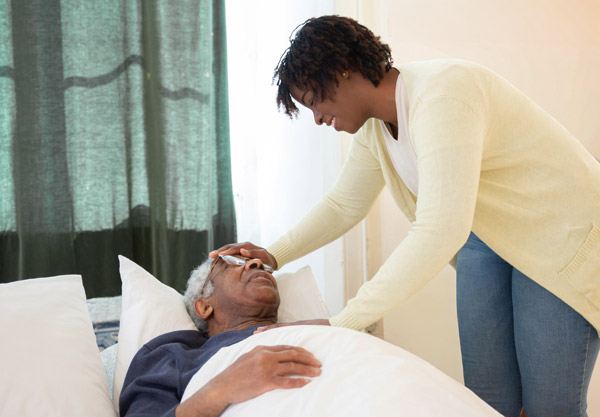 Person in hospice receiving support